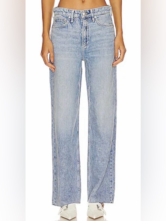 rag & bone Denim - Rag & Bone Logan Featherweight Raw Edge, High Rise Wide Jean in Mira